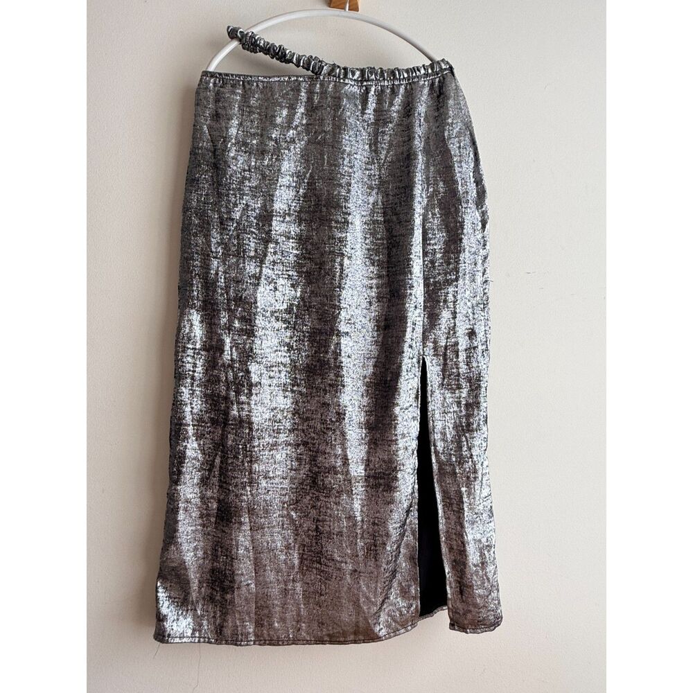 silver skirt with fun waistband - she's galactic future collective - size 4
